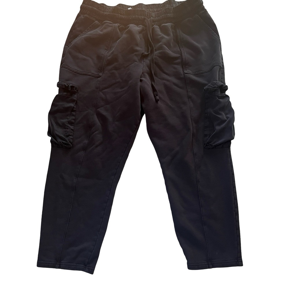 Fabletics Women's Size 1X Black Cargo Jogger Cotton Lyocell Pants‎ Drawstring